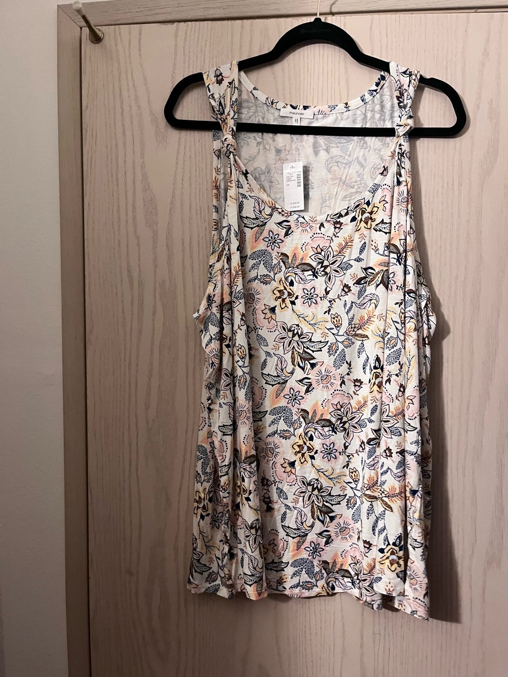 Maurices Floral Sleeveless Tank Top - White, Pink, Yellow, Blue
